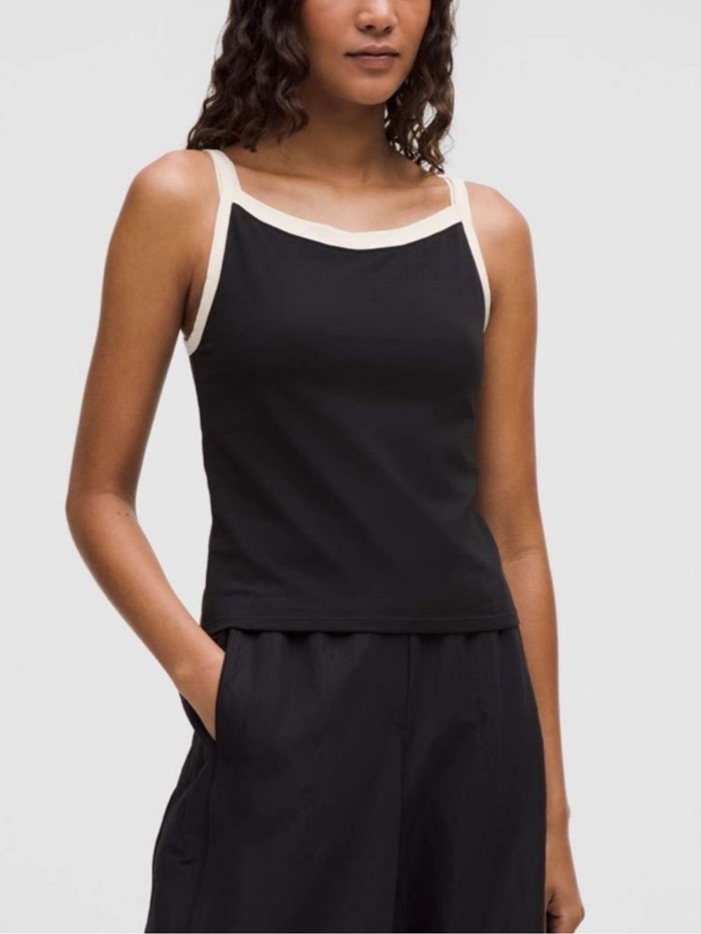 Lululemon Organic Cotton High Neck Ringer Tank • Black